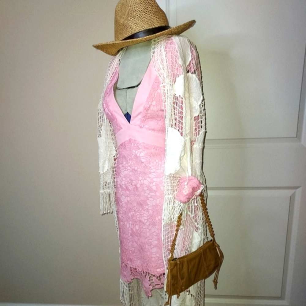 Pink "Crochet Lace" Hippie Dress